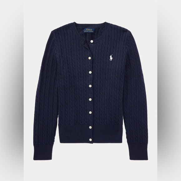 Polo Ralph Lauren Sweaters - Polo by Ralph Lauren Women's Navy Blue Cable-Knit Cardigan
